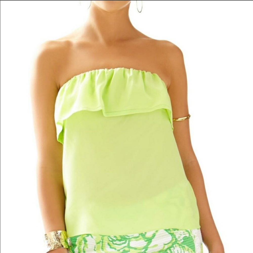 LILLY PULITZER Women’s Silk Ruffle Strapless Top